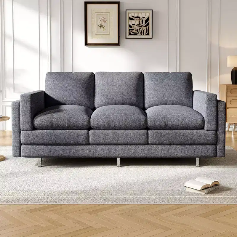 Christopher Knight Home Bonnet Modern 3-Seater 79.5 Chenille Upholstered Sofa with Dual-Layer Seat Cushions