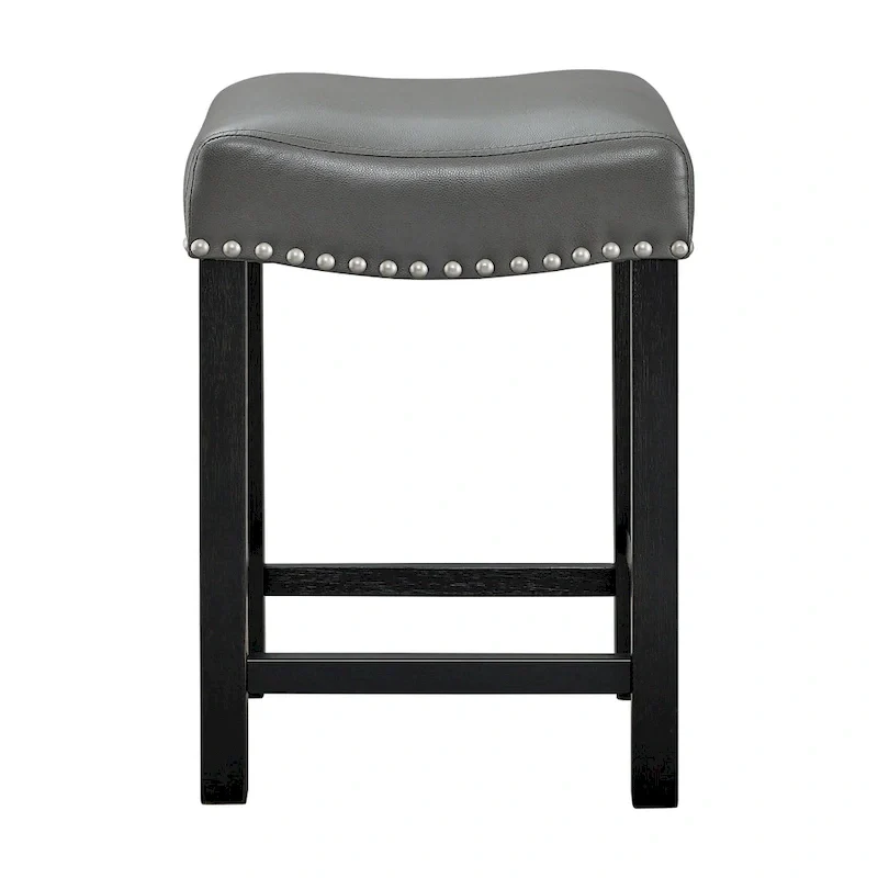 Counter Stool with Faux Leather Seat - Set of 2