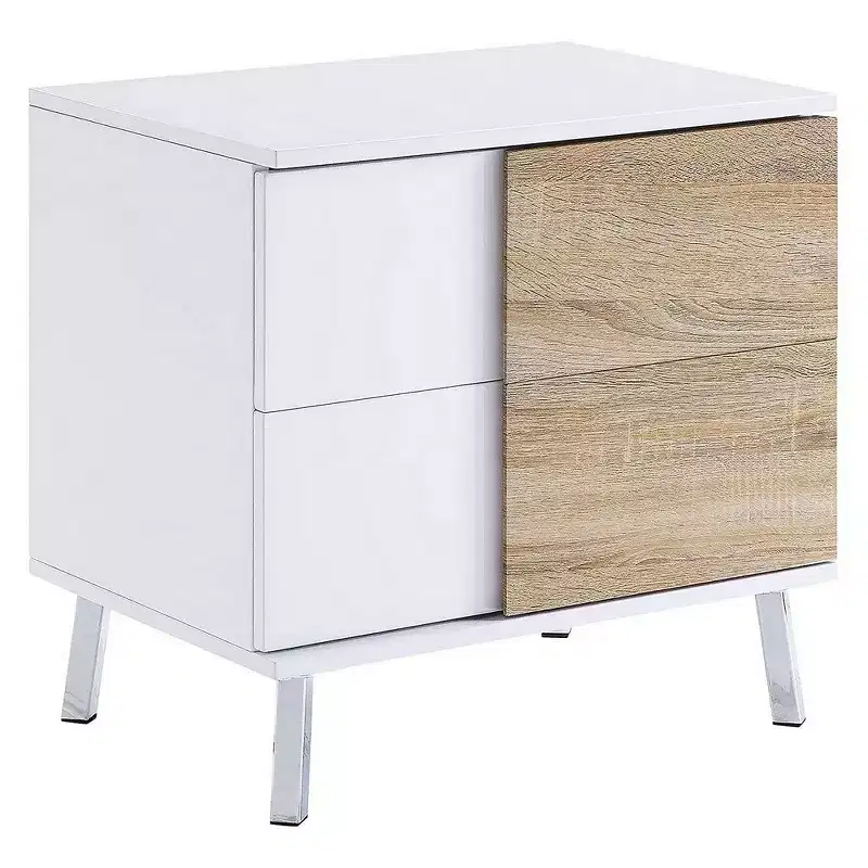 Royal Hampton Wooden Dual Tone End Table with 2 Drawers, White and Brown
