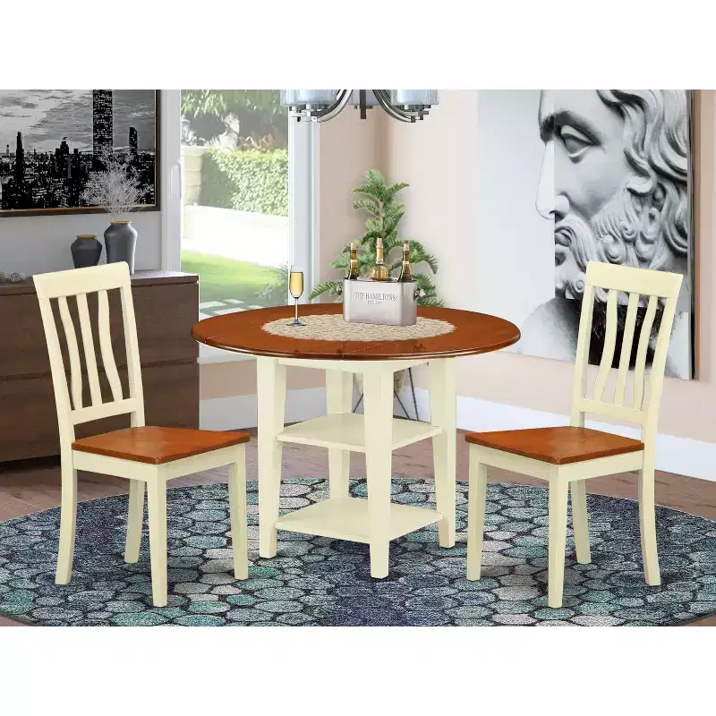 Buttermilk & Cherry Round Dining Set, 3-Piece, Seats 2