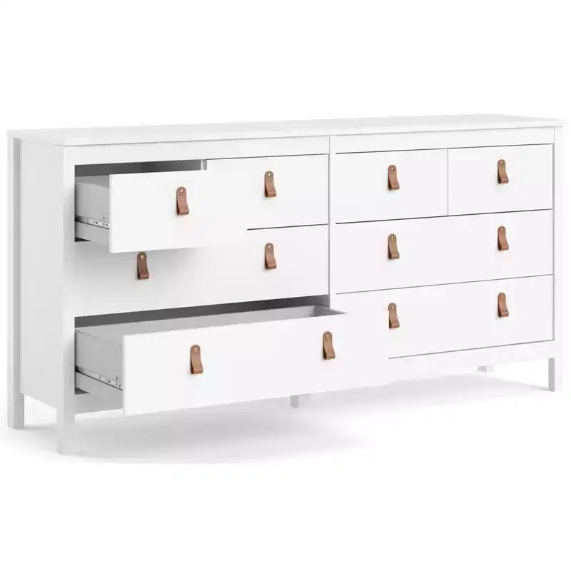 6 in.H Particle Board Horizontal Dresser with 8 Drawers in White Finish