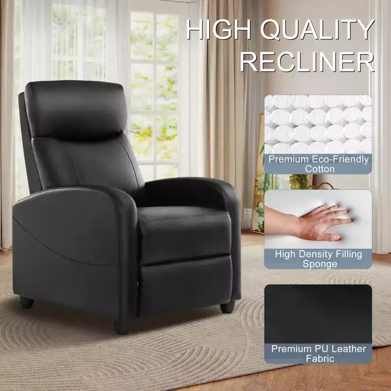 Zeus & Ruta Recliner Chair with Side Pockets, Adjustable 90 to 160, & High-Resilience Sponge