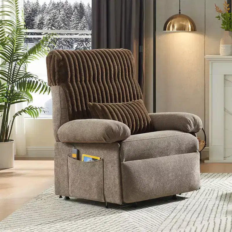 Bestier Power Lift Recliner Chair for Elderly,Adjustable Angle Electric Recliner With Triple Motor,Side Pocket&Soft Recliner for Living Room & Bedroom