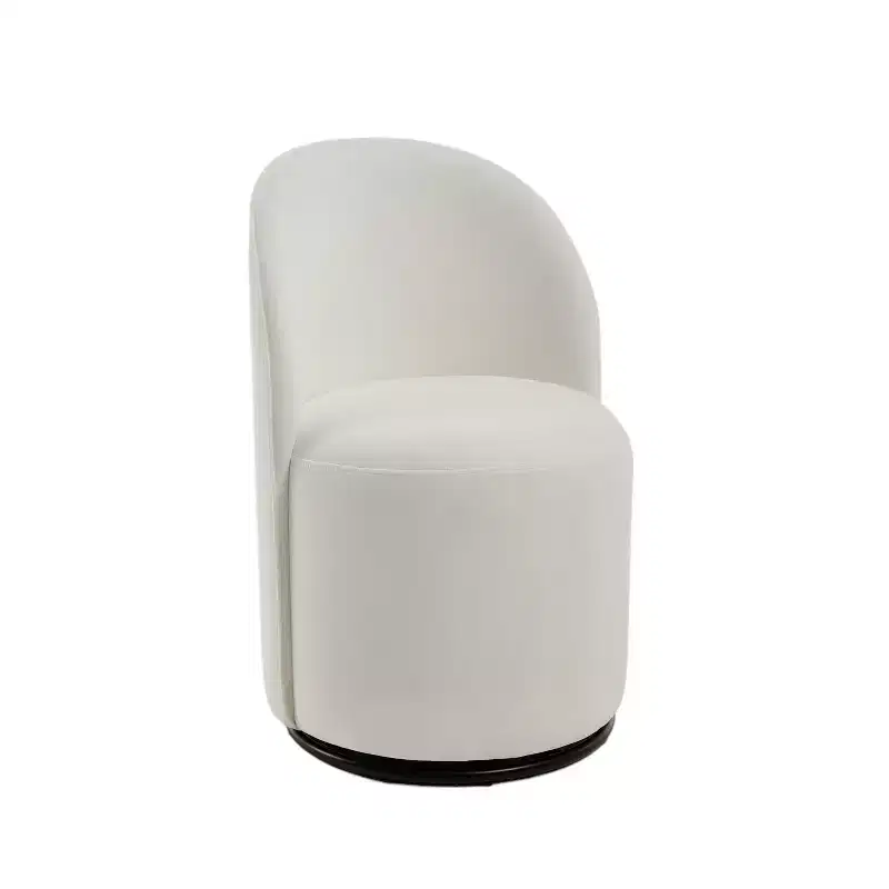 HomeRoots Cream and Black Velvet Curved Back Swivel Dining Arm Chair