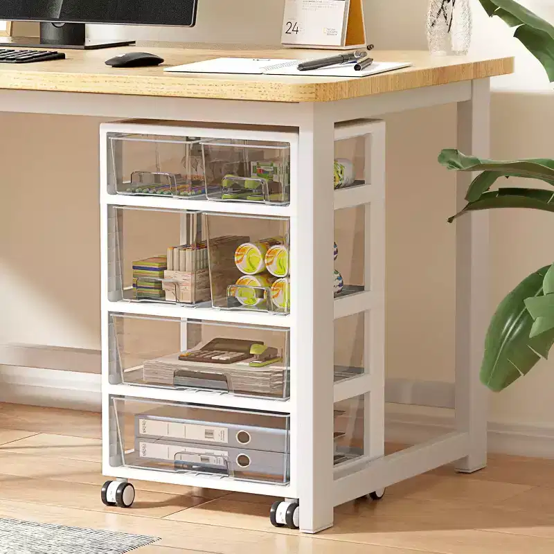 1 pack 4 layers 6 drawers transparent practical plastic drawer storage cart