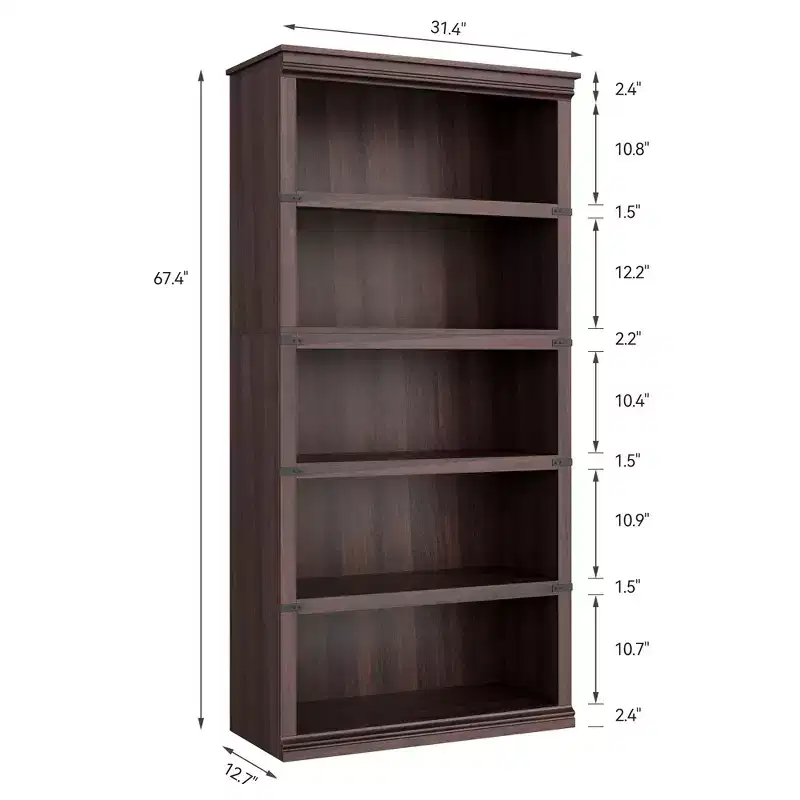 5-Shelf Farmhouse Bookcase,with Storage Open Display Bookshelves,Display Storage Shelves,32'' Wide Wooden Bookshelves for Office,Library