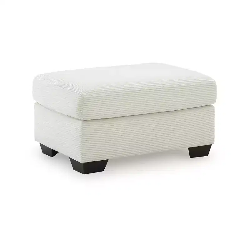 Corded Polyester Ottoman, Ivory – Modern Accent with Corner-Blocked Frame
