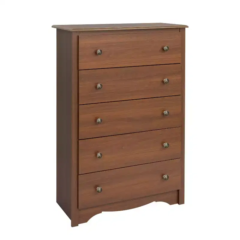 44.75" Prepac Sonoma Traditional 5 Drawer Tall Dresser for Bedroom, Functional Bedroom Dresser Chest of Drawers Cherry