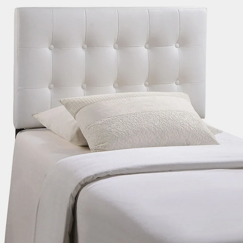 Stylish White Upholstered Twin Size Headboard