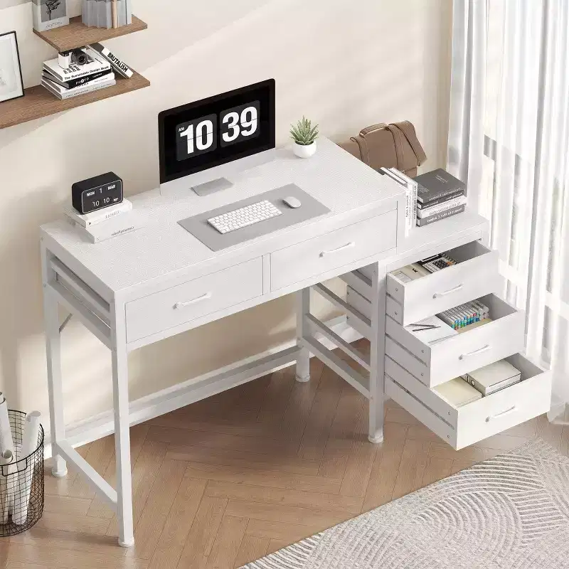 51 Computer Desk with 5 Drawers & Printer Stand, Home Office Writing Desk for Study, Bedroom & Living Room