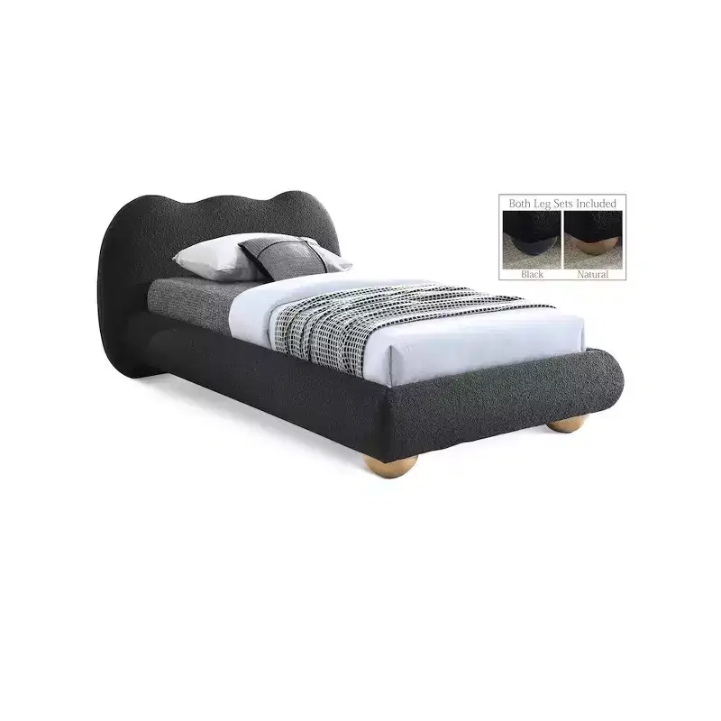 Meridian Furniture,Hyde Boucle Fabric Bed
