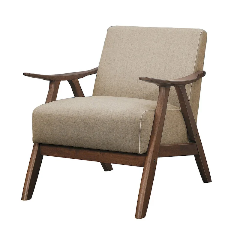 Accent Chair, Brown, Fabric Upholstered, Single Seat