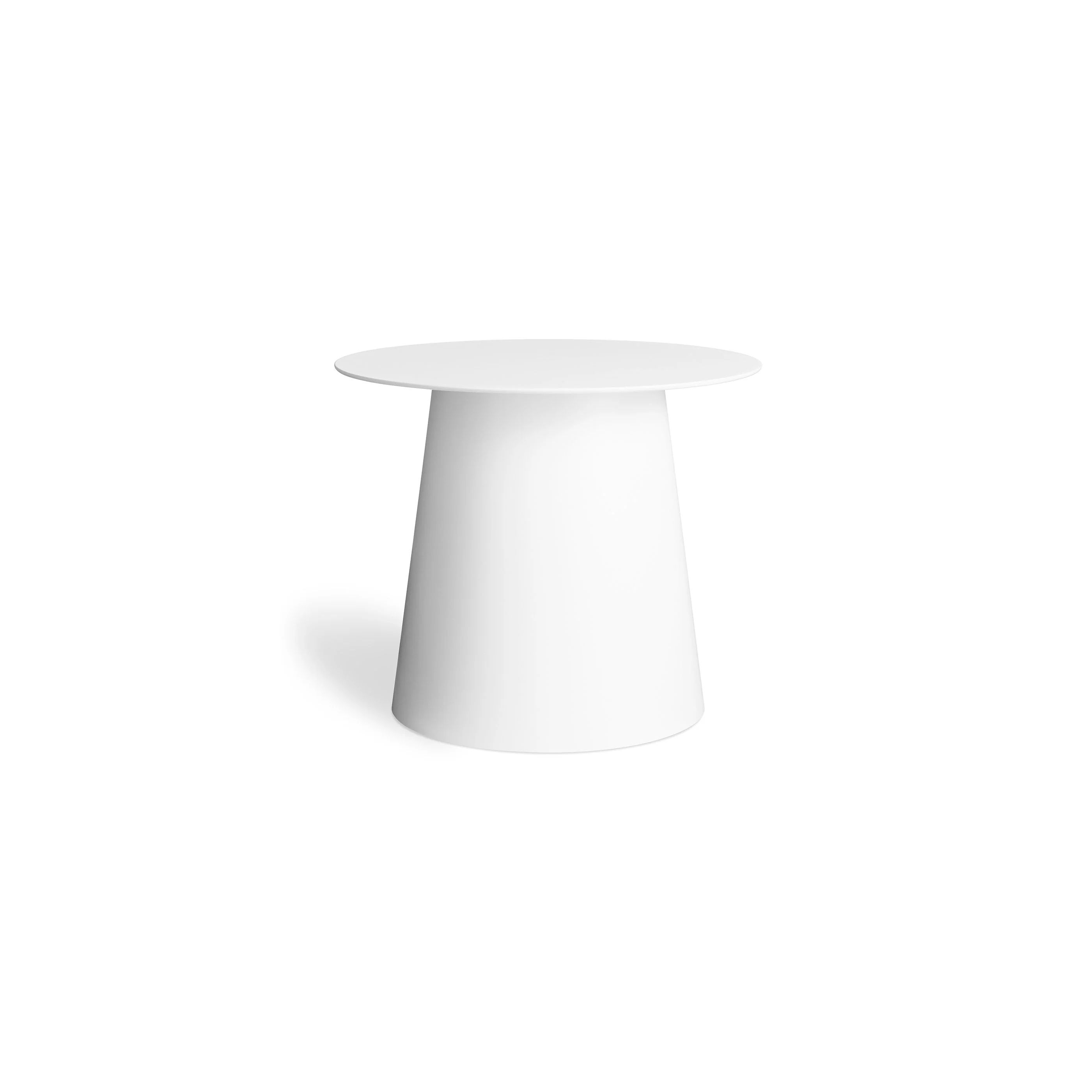 Modern White Metal End Table with Round Top for Living Room