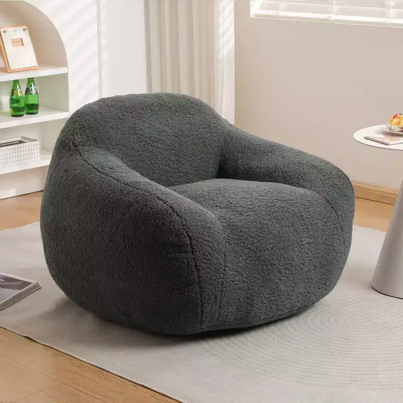Okak Comfy Teddy Bean Bag Sofa with Armrest,Soft Bean Bag Chair with Memory Foam,Tufted Futon Couch for Living Room,Bedroom