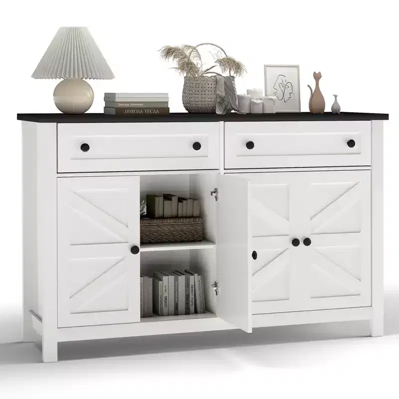 55.1in White Sideboard Buffet