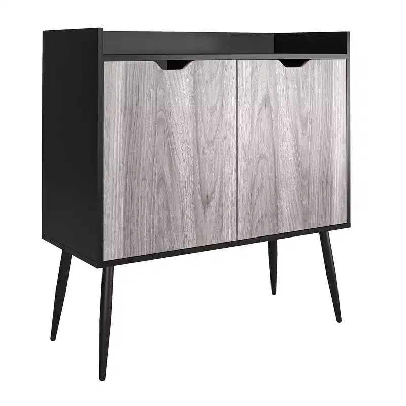 RealRooms Grafton Bar Cabinet, Black Oak
