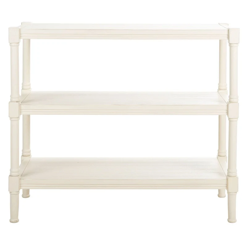 3-Shelf Console Table, Distressed White / Brown / Black, 1-Person Assembly