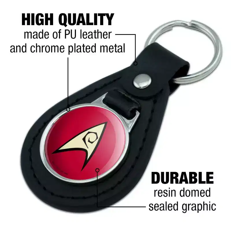 Star Trek Engineering Shield Black Leather Keychain