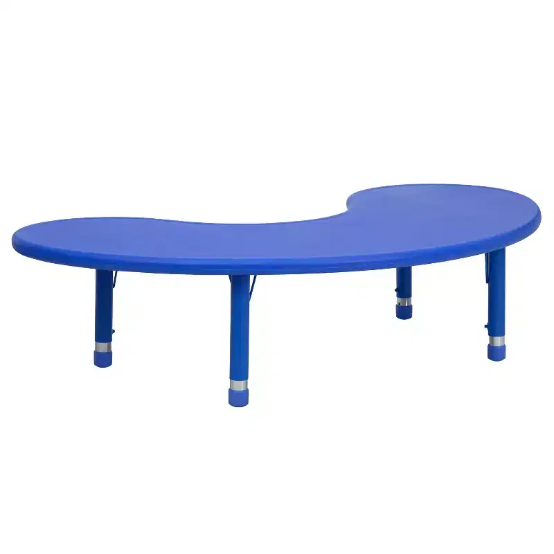 Emma and Oliver 35W x 65L Half-Moon Plastic Height Adjustable Activity Table