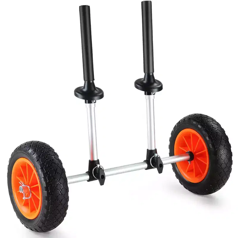 Heavy Duty Kayak Cart, 280lbs Load Capacity, Detachable Canoe Trolley Cart with 10'' Solid Tires, Adjustable Width & Top Foam Protection