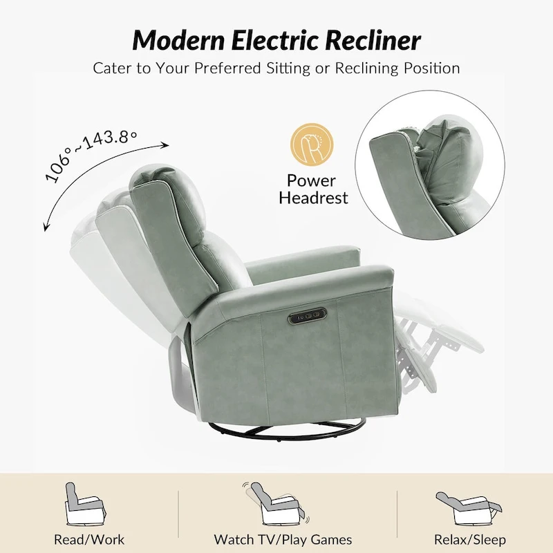 Tobias Traditional Swivel And Rocker Power Recliner Set of 2 by HULALA HOME