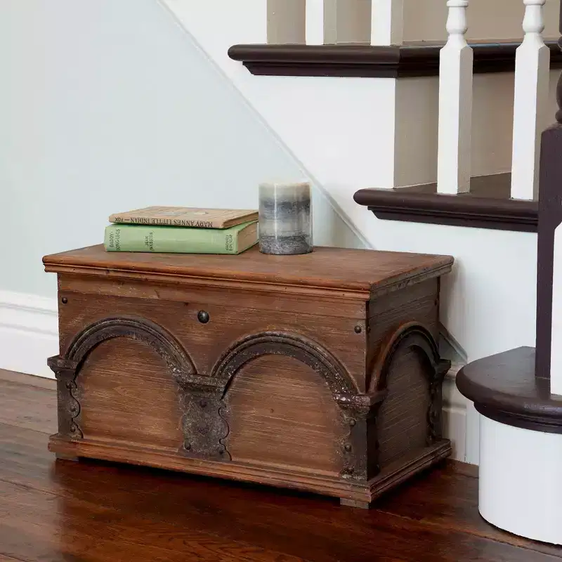 Small Wooden Arch Storage Trunk, Brown