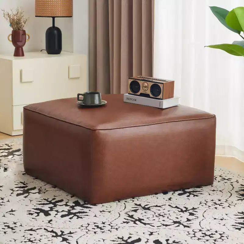 Modern Indoor Faux Leather Versatile Ottoman
