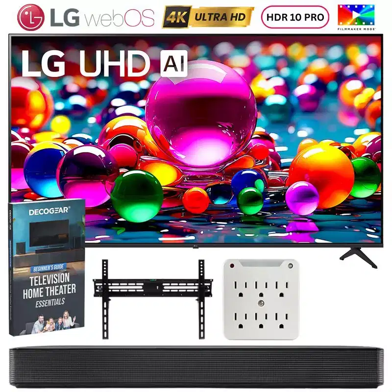 LG 50 UA77 Series LED AI 4K UHD Smart webOS TV with Soundbar Bundle