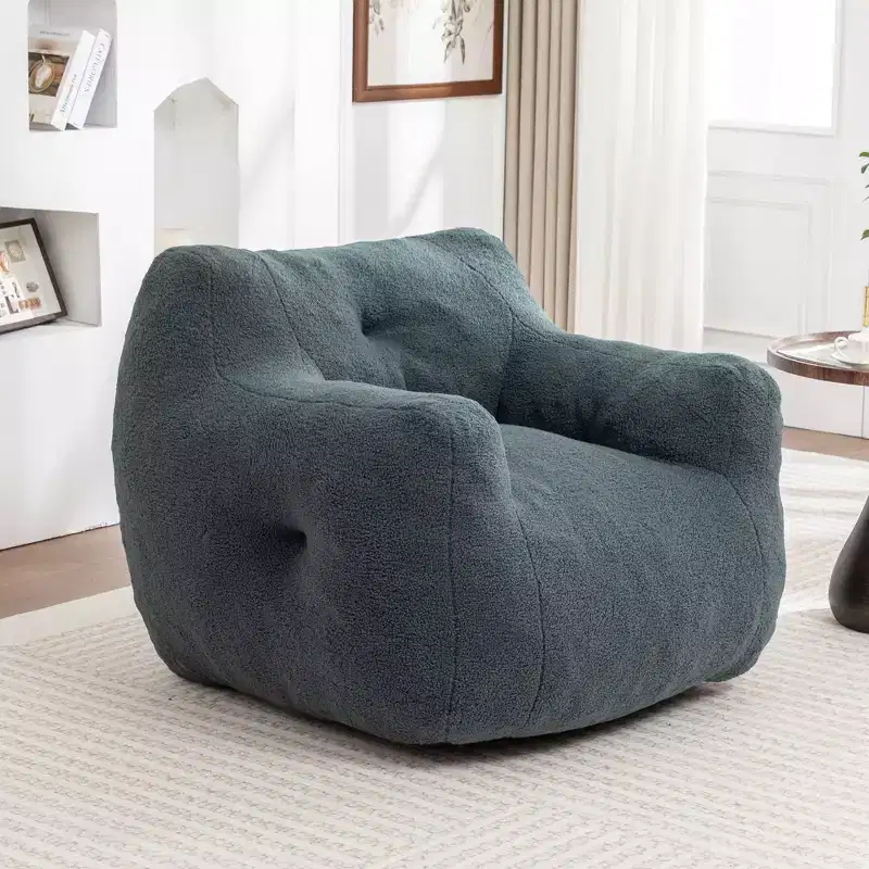 Bean Bag Chair with Arms, Teddy Giant Bean Bag Sofa with High-Density Foam, Floor Chairs for Adults, Bean Bag Couch for Living Room