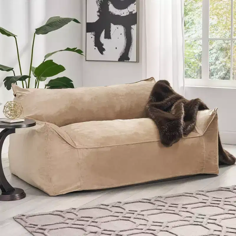 Oversized Chenille Bean Bag Chair, Big Floor Chair Sofa Chair with Armrests for Total Relaxation, Cozy Lounge Chair for Living Room, Bedroom