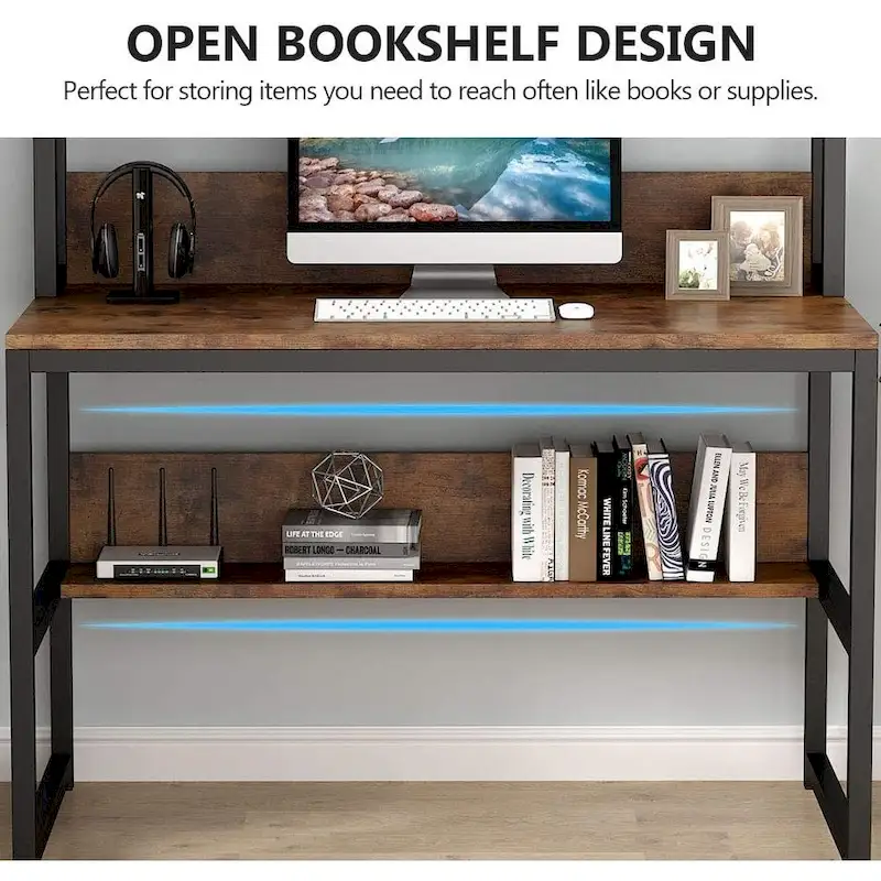 Home Office Desk Computer Desk Study Desk with Hutch and Shelves