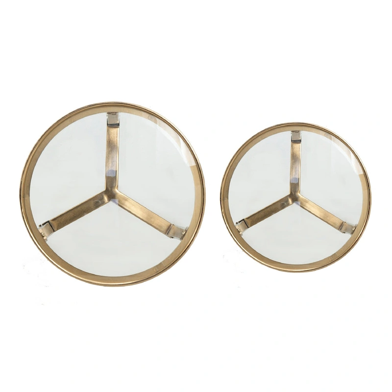 Verrill Acrylic and Iron Round Tables - Set of 2 - Gold Frame - Clear Top