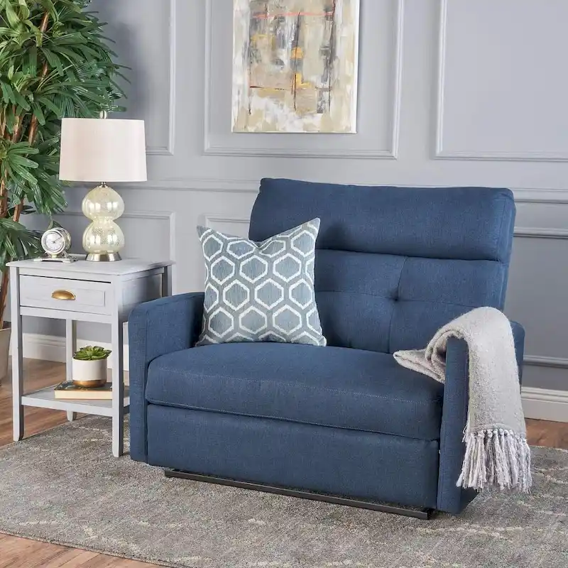 Modern Fabric Double Seat Recliner Chair with Plush Cushions by Christopher Knight Home