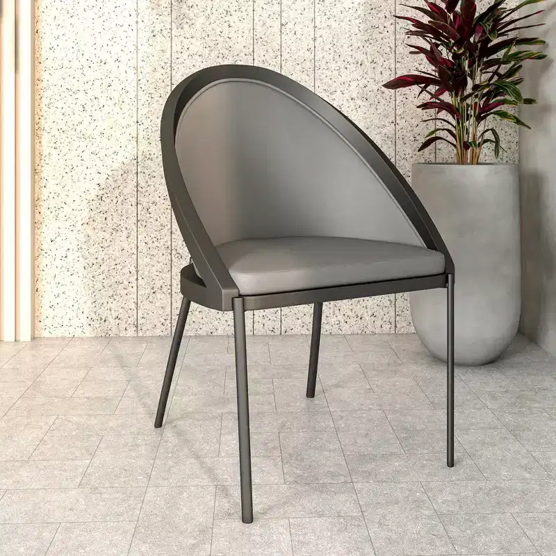LeisureMod Urbane Collection Upholstered Dining Chair Set of 4  Vinyl Seat with Stainless Steel Legs, Modern Kitchen, Dining Room, Cafe Seating
