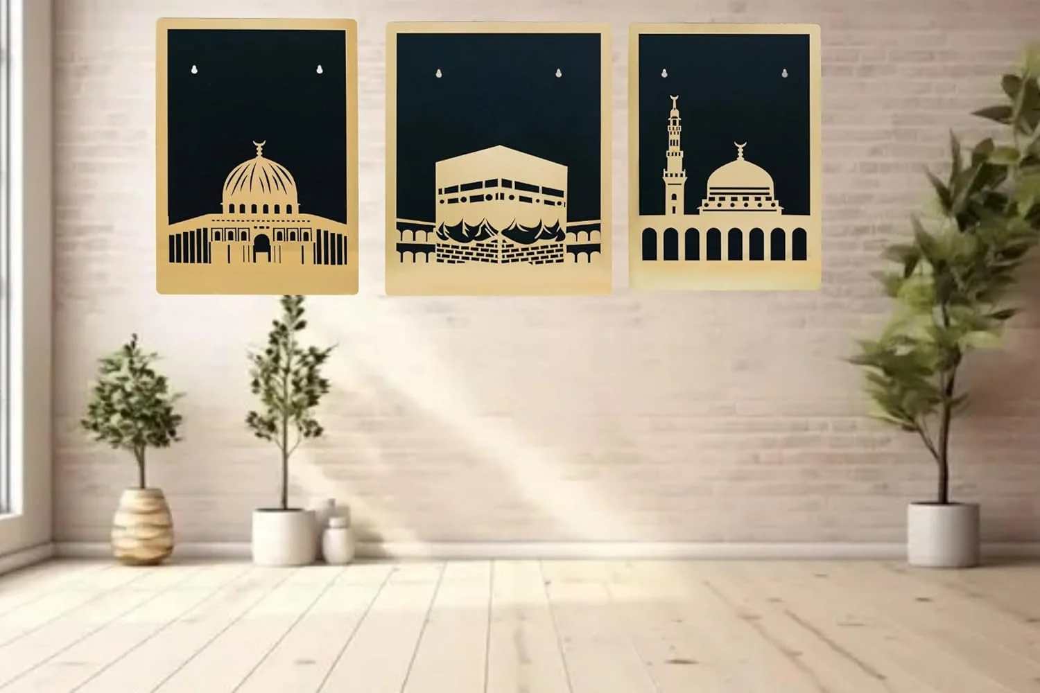 Premium Laser Cut Wooden Islamic Wall Art, Wall Hanging For Home/Office Decor,Muslim Wall Art For Living Room Decor,Masjid Al Aqsa,Masjid An-Nabawi,Masjid Al Kaaba