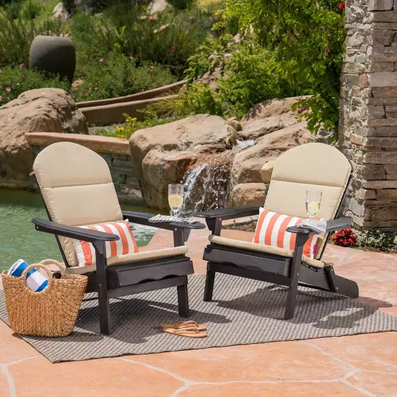 Christopher Knight Home Malibu Outdoor Acacia Wood Adirondack Chairs with Cushions (Set of 2)