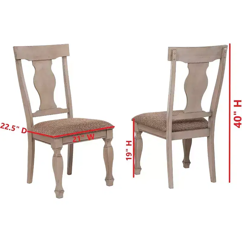 Kings Brand Almon 2 Tone Brown Wood Upholstered Dinette Dining Room Chairs, Set of 2