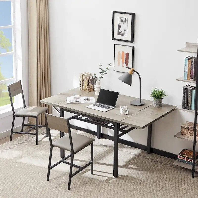 Industrial Folding Dining Table with Steel Frame