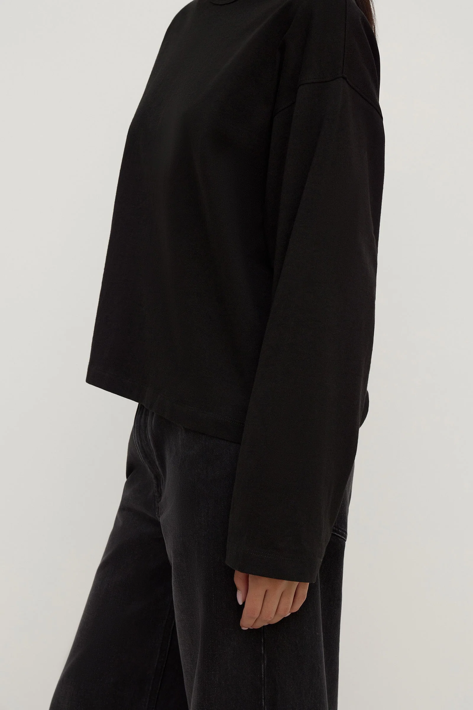 Black Wide Sleeve Cotton Tee