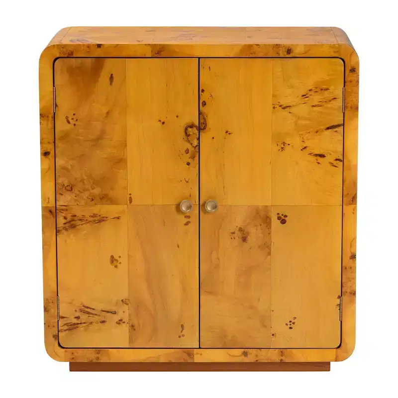 bali & pari Netra Real Burl Wood Storage Cabinet Light Mappa Burl