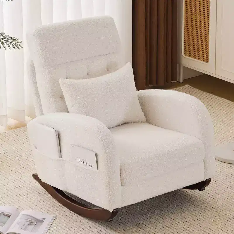 Karl Home Upholstered Beige Rocking Chair