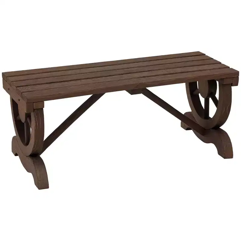 2-Person Garden Bench Outdoor Wagon Wheel Porch Bench for Backyard, Patio