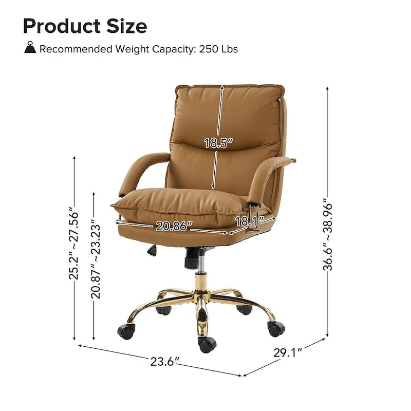 Leona Modern Faux Leather Adjustable Height Tilting Office Chair with Swivel Base by HULALA HOME