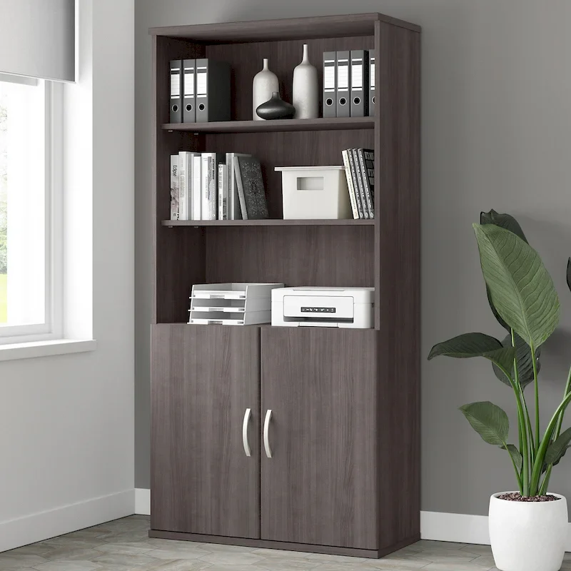 Tall 5 Shelf Bookcase with Doors