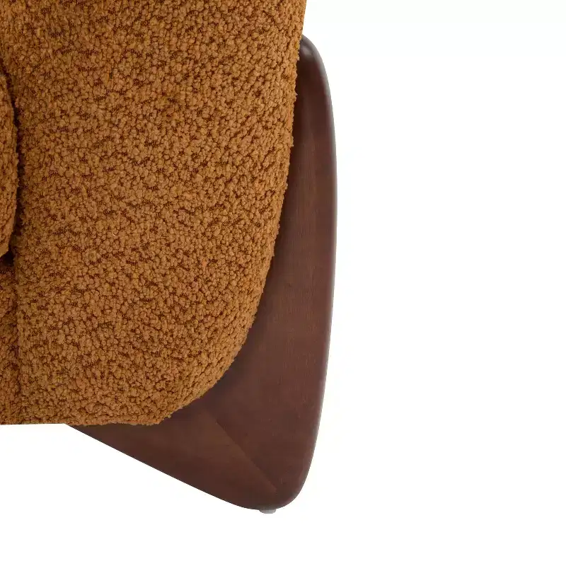 Birch Wood Boucle Upholstered Club Chair