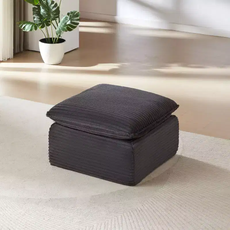 TUYOHW Modern Cloud-Like Modular Ottoman for Sectional Sofas,Plush Corduroy Fabric Footrest Ottoman with High Density Sponge Padding