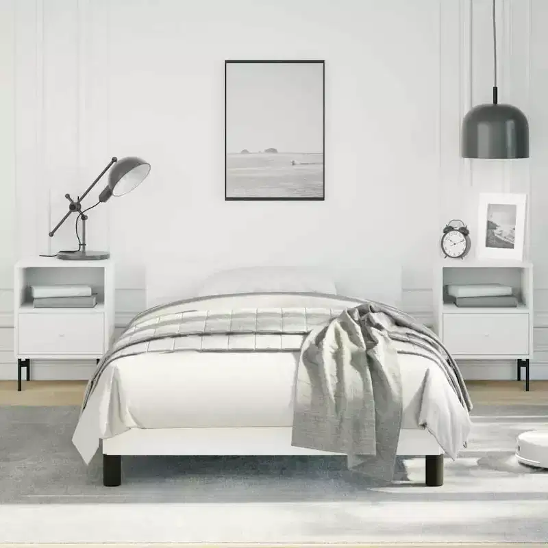 Faux Leather and Plywood Twin Bed Frame with Headboard