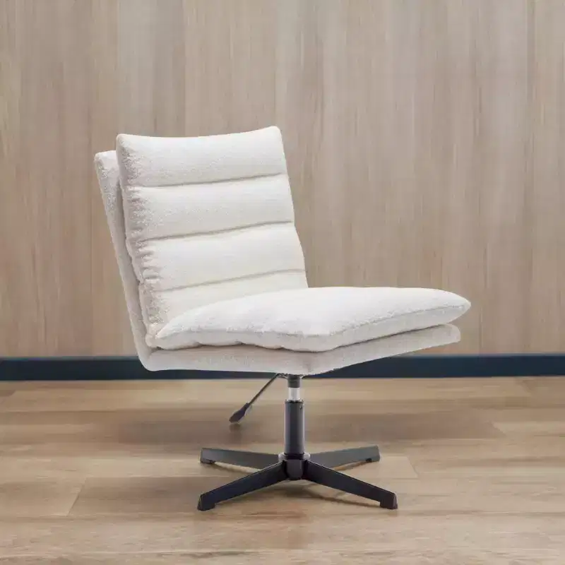 Zeus & Ruta 22.83 in.W Swivel Accent Chair Cross Legged Office Chair with Adjustable Armless