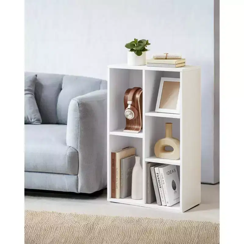 VASAGLE Bookcase Bookshelf with 5 Compartments Freestanding Shelves and Cube Organizer Display Shelf for Small Spaces White