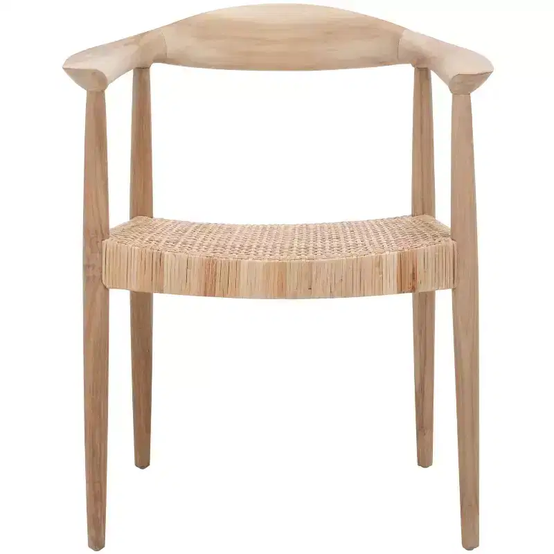 Natural Rattan Peel Accent Chair Wood Frame Lacquered 275 lbs Living Room Bedroom